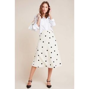 Anthropologie Textured Polka Dot Skirt